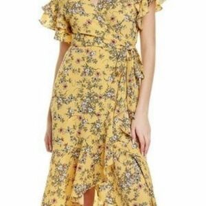 Max Studio Floral Yellow Wrap Dress - NWT